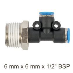 AIRCRAFT Pu Hose Fitting Tee 6mm X 6mm X 1/2'm